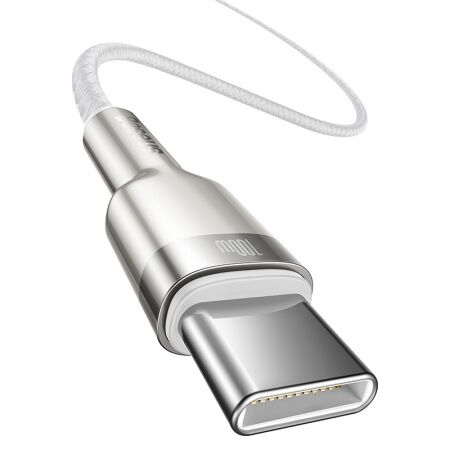 Кабель USB-C BASEUS Cafule, Type-C - Type-C, 5A, 100W, 1 м, белый - 3