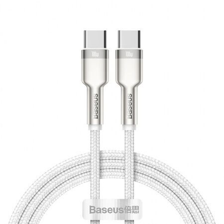 Кабель USB-C BASEUS Cafule, Type-C - Type-C, 5A, 100W, 1 м, белый - 1
