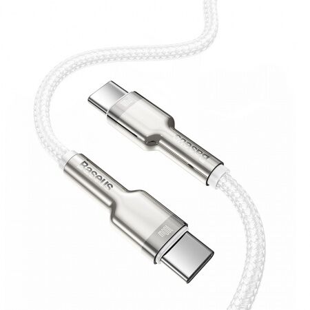 Кабель USB-C BASEUS Cafule, Type-C - Type-C, 5A, 100W, 1 м, белый - 6
