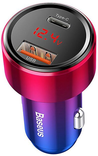 Автомобильное зарядное устройство BASEUS Magic C20C, USBUSB-C, 5A, 45 Вт, красный, дисплей - 4