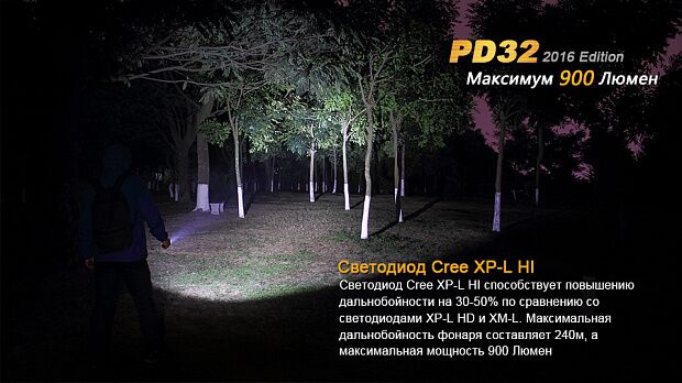 Фонарь Fenix PD32 Cree XP-L HI white LED, PD322016 - 12